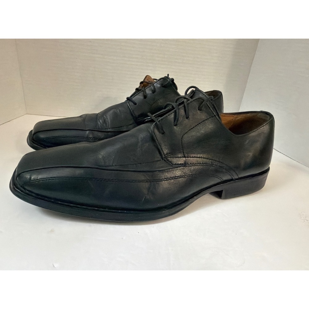 Johnston & Murphy Mens Black Leather Square Toe Lace Up Derby Shoes 20-6461 12